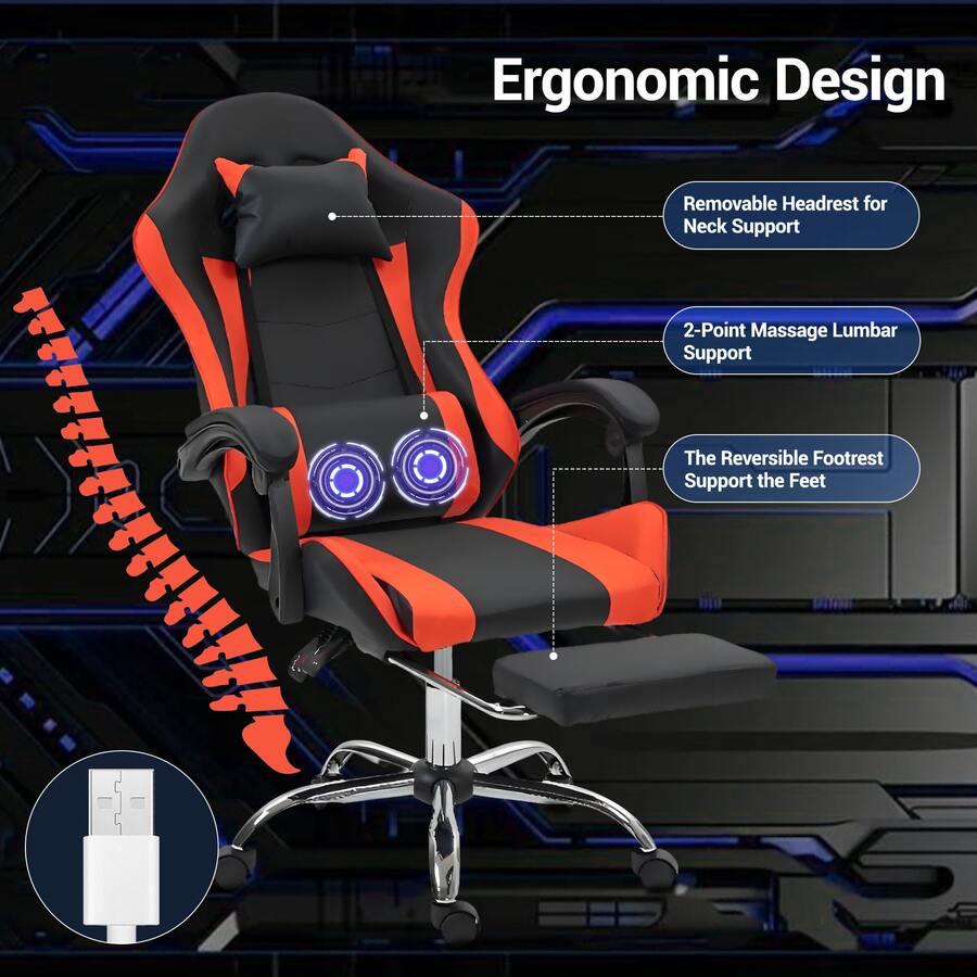 Gaming Chair With Massage Lumb - Video Games ulasan dan harga