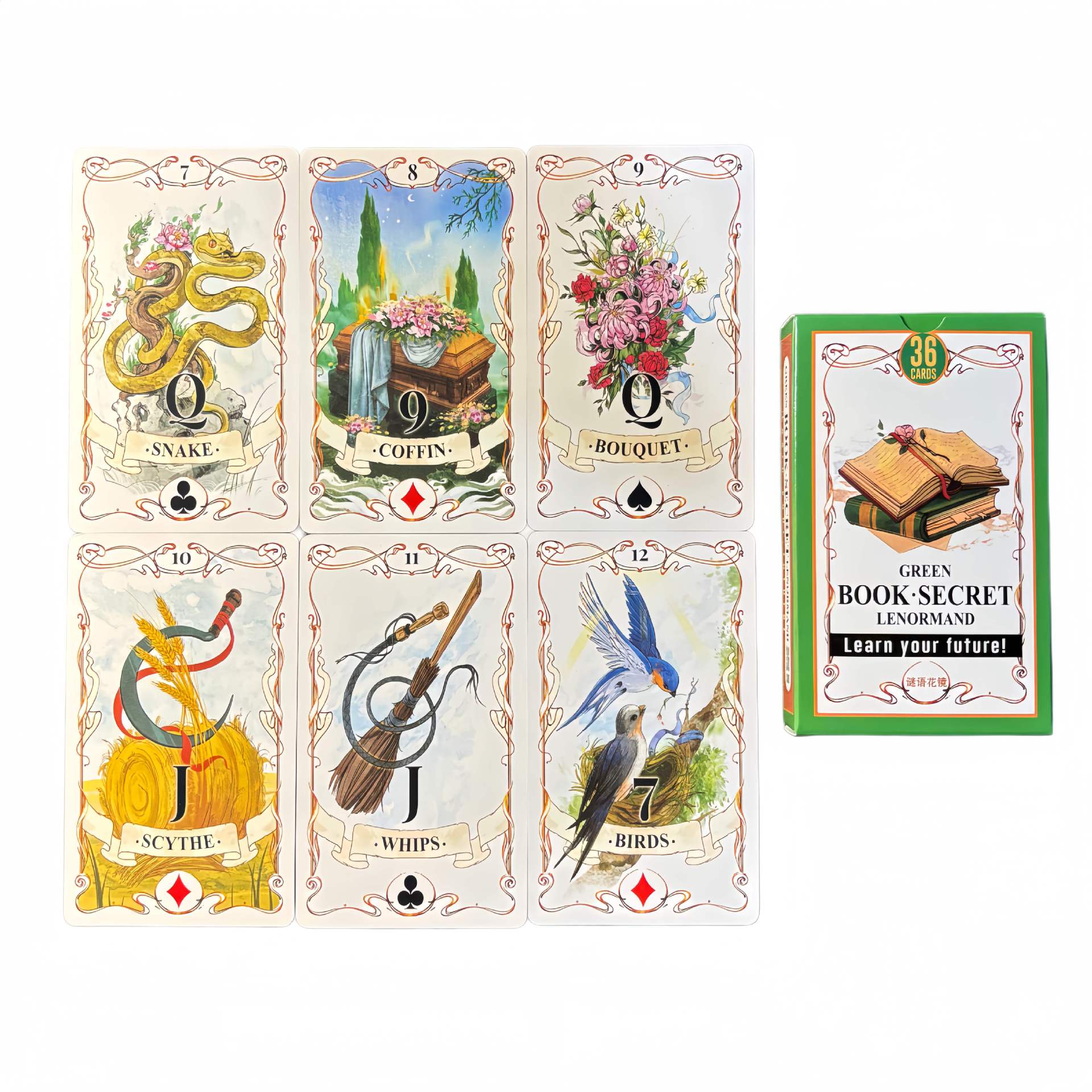 Green Book Secret Lenormand Or - Tarot Cards Deck With Guidebook ulasan dan harga